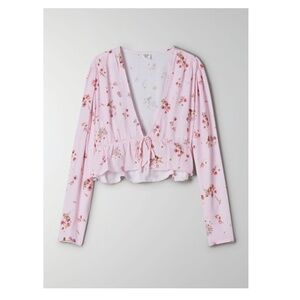 Aritzia Cropped Tie-front Blouse